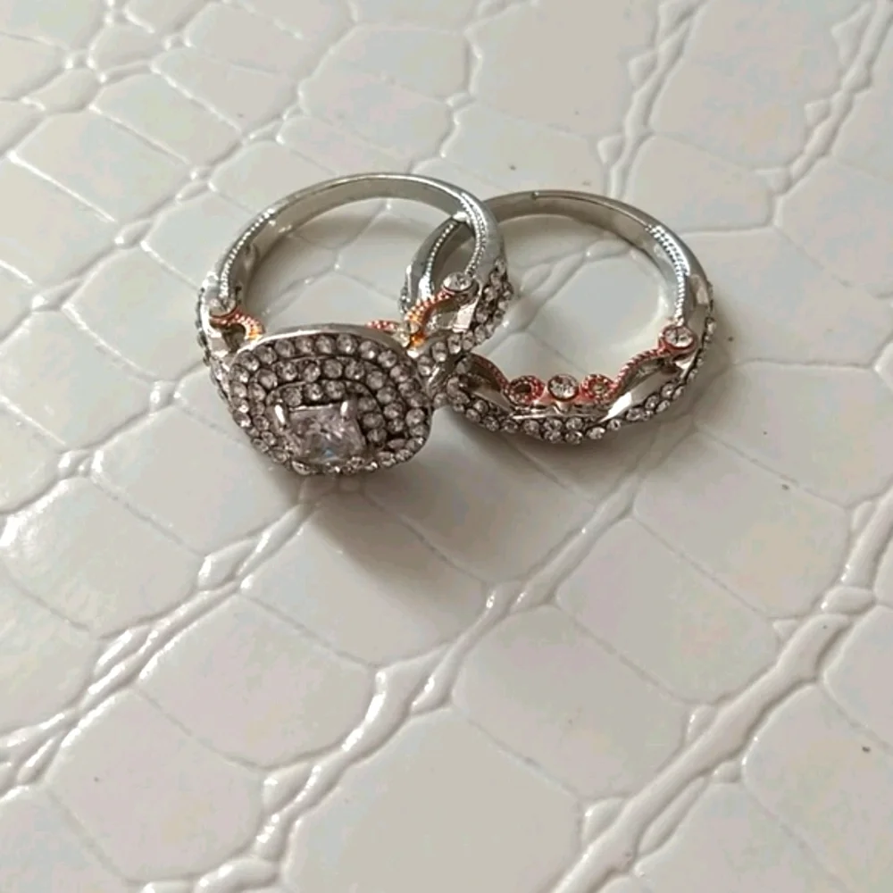 (D7) Bridal Wedding Set 2 tone - Picture 3 of 7